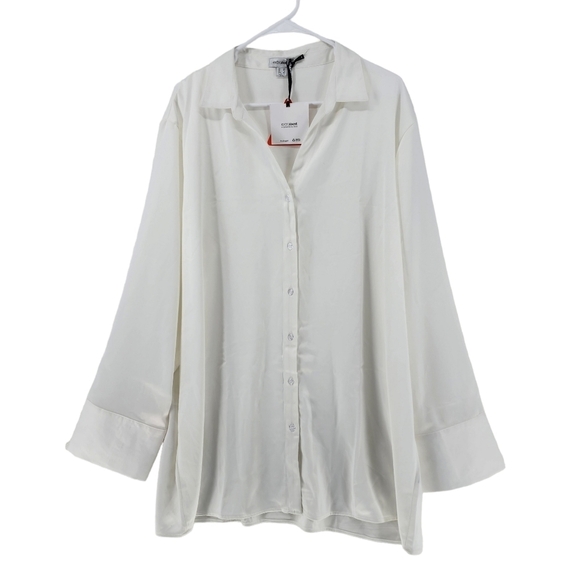 Extro & Vert Women's Plus Satin Button Up Shirt - 18 - Picture 2 of 8